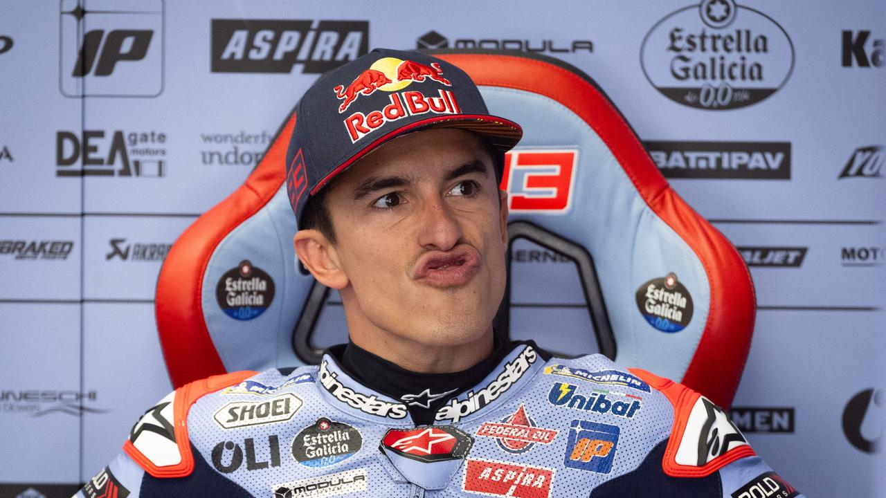 CORRECTION / Ducati Spanish rider Marc Marquez is pictured in the box during the second MotoGP free practice session of the Moto Grand Prix of Catalonia at the Circuit de Catalunya on May 25, 2024 in Montmelo on the outskirts of Barcelona. (Photo by Josep LAGO / AFP) / â&#128;&#156;The erroneous mention[s] appearing in the metadata of this photo by Josep LAGO has been modified in AFP systems in the following manner: [Ducati Spanish rider Marc Marquez] instead of [Ducati Spanish rider Alex Marquez]. Please immediately remove the erroneous mention[s] from all your online services and delete it (them) from your servers. If you have been authorized by AFP to distribute it (them) to third parties, please ensure that the same actions are carried out by them. Failure to promptly comply with these instructions will entail liability on your part for any continued or post notification usage. Therefore we thank you very much for all your attention and prompt action. We are sorry for the inconvenience this notification may cause and remain at your disposal for any further information you may require.â&#128;&#157;