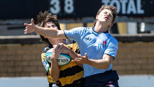 29/10/23. News Local, Sport.Sylvania Waters, NSW, Australia.U 16Ãs Rugby.Action pics from the NSW v Western Force under 16Ãs game at Forshaw Park in Sylvania Waters.Pic shows NSW player Tom HartmanPicture: Julian Andrews