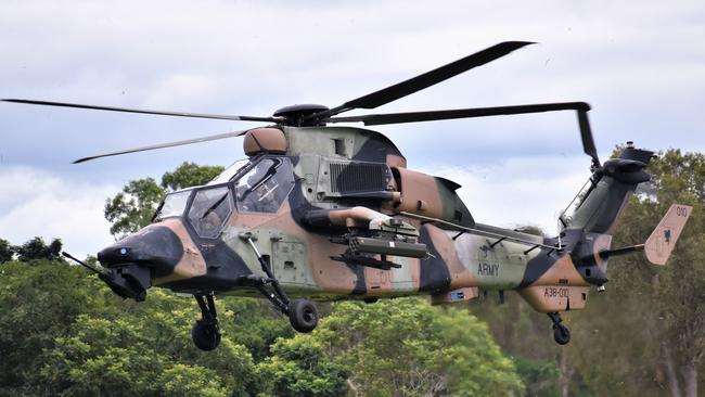 Australia’s Tiger attack helicopters have never been deployed in operations due to “years of poor fleet performance”. Picture: Cameron Bates