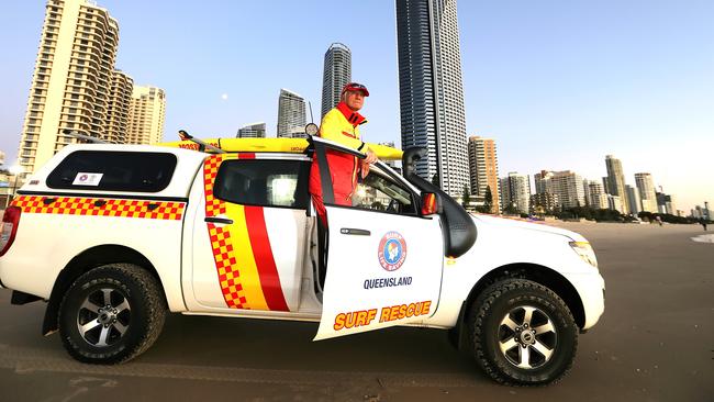 Pic of Peter Anderson, 78-year-old lifesaver who does the dawn patrol at Surfers Paradise SLSC every week. Picture Glenn Hampson