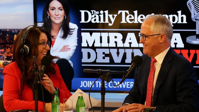 Devine and the Prime Minister talk politics. Picture: Jonathan Ng