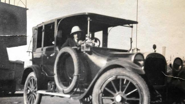 Parry&#39;s car at North Bundaberg. At the time, no one else had a vehicle so Parry took Mr and Mrs Johnson and their son Ronald across the bridge to Bundaberg so Ronald could be baptised. Picture: Maureen Kimber