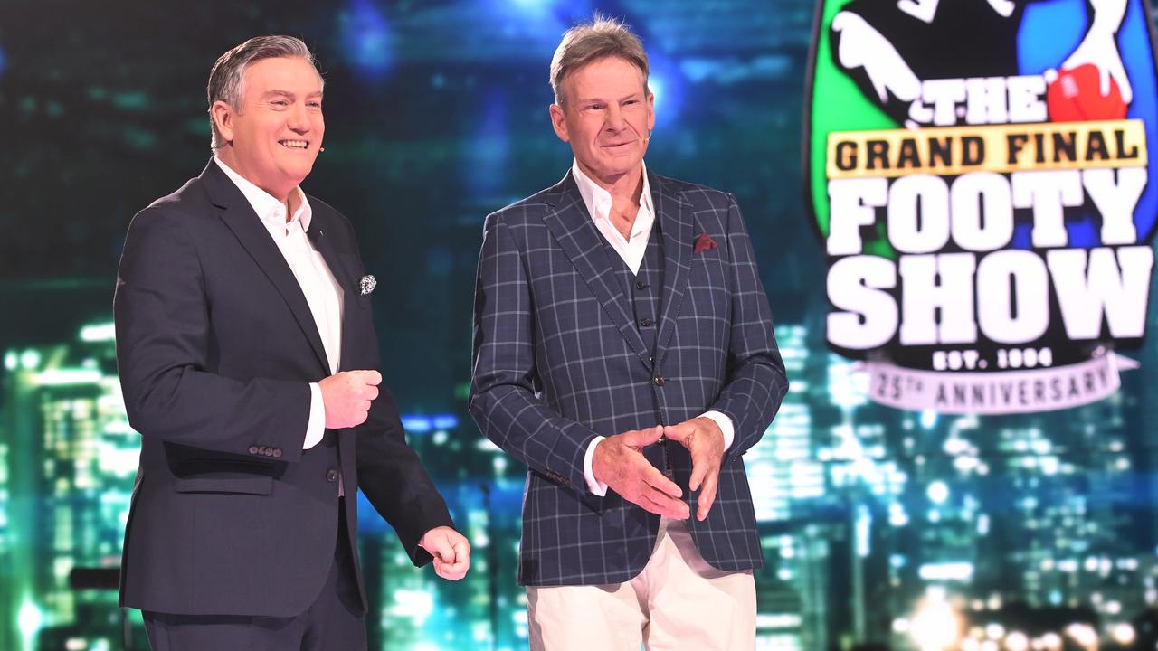 Eddie McGuire and Sam Newman at the Grand Final Footy Show 2018.