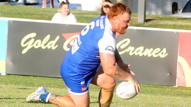 Action Shots of the Burleigh Bears and Tugun Seahawks at 3pm Pizzey Park. Keanu Te Kiri scoring. 3 April 2022 Miami Picture by Richard Gosling