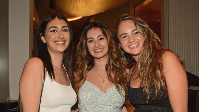 Kristen Harb, Taylah Harb and Chloe Makko celebrate NYE at Nineteen at The Star Gold Coast. Pic: (c) Regina King