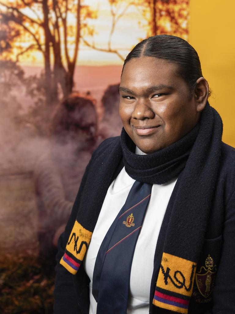 Rashae King of The Glennie School at the Queensland Aboriginal and Torres Strait Islander Foundation (QATSIF) graduation at UniSQ. Picture: Kevin Farmer