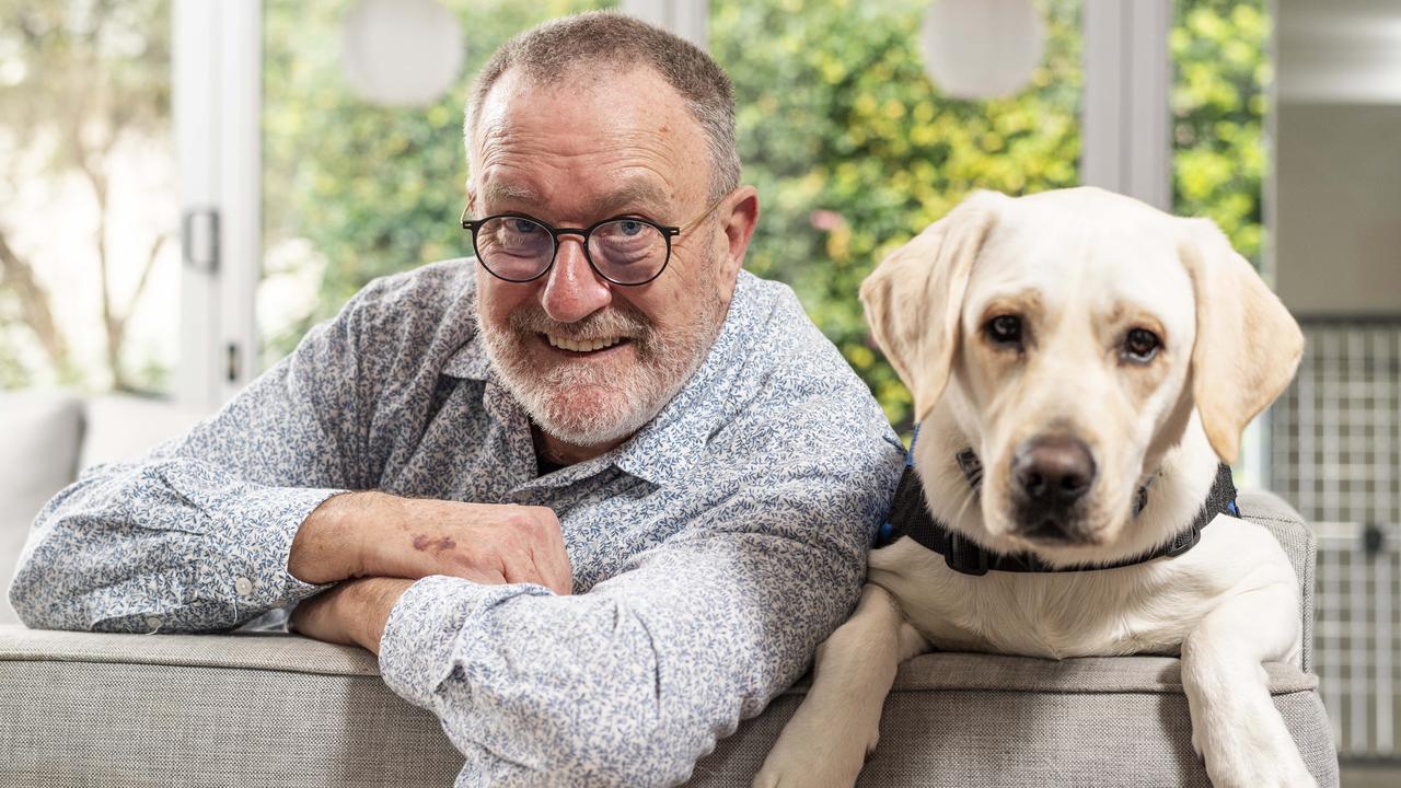 Phil with his dementia assistance dog Margot. Picture: Daily Telegraph/Monique Harmer