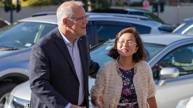 Scott Morrison says Labor is using “sewer tactics” against Liberal MP Gladys Liu. Picture: Jason Edwards