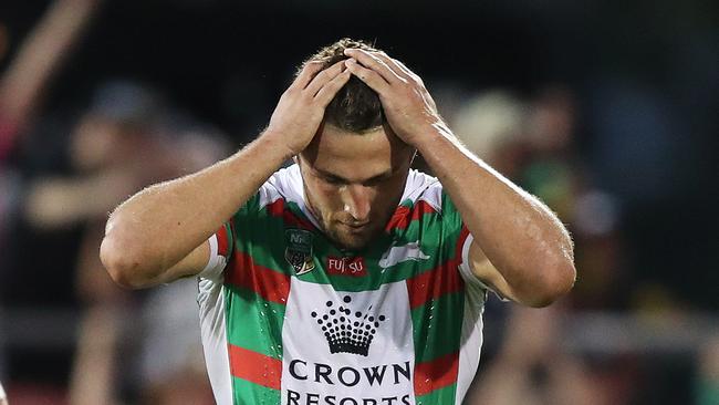 Souths Sam Burgess jas been charged for a cannonball tackle in the game against Penrith. Picture: Brett Costello