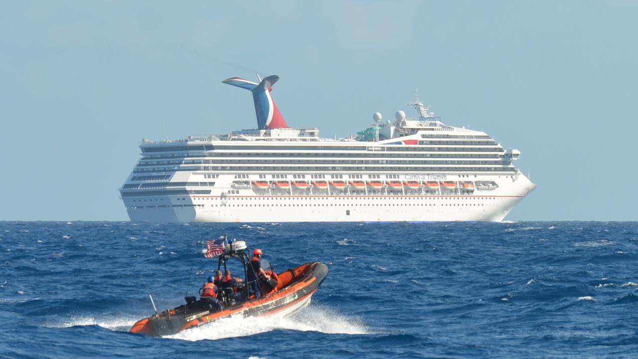 The Carnival Triumph was left floating aimlessly after a fire in the engine room in February 2013. Picture: AP Photo/US Coast Guard - Lieutenant Commander Paul McConnell