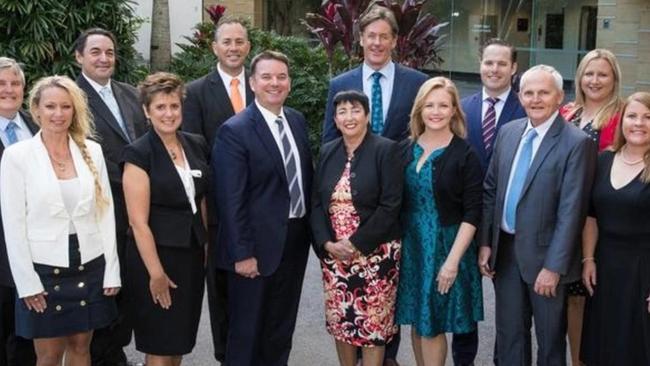 A group shot of all the former Logan City councillors headed by mayor Luke Smith.