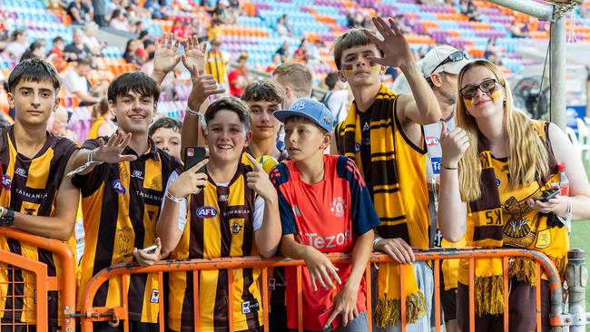 Fans at the Gold Coast Suns v Hawthorn AFL match at TIO Stadium. Picture: Pema Tamang Pakhrin