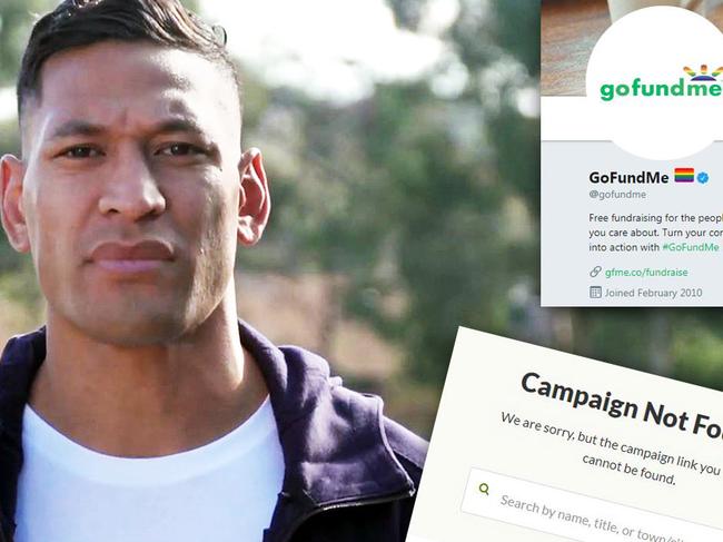 Israel Folau's GoFundMe page has been closed by the fundraising service. Picture: Supplied