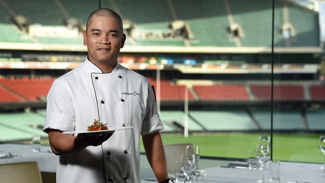 17/6/15 A day in the life of chef Dennis Leslie at Hill of Grace Restaurant, Adelaide Oval. Picture Roger Wyman