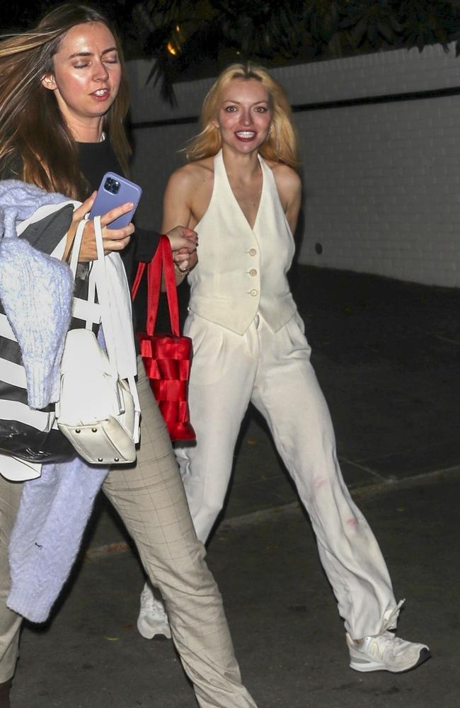 Francesca Eastwood, the daughter of film legends Clint Eastwood and Frances Fisher, had a wild night out with a friend at LA’s Chateau Marmont, days after it was revealed domestic violence charges had been dropped against her. Picture: Backgrid