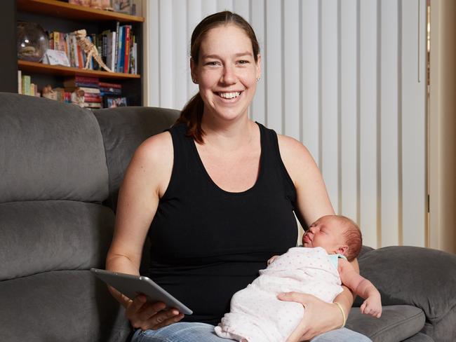 Ruth Woerner gave birth to baby Erin with the aid of apps that help midwives to monitor mothers. Picture: MATT LOXTON