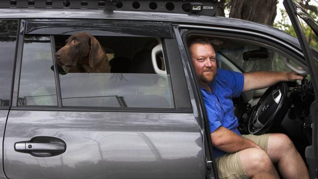 Danny Jansen, pictured with his dog Wizz, was one of the first to report the fire. Picture: Emma Brasier