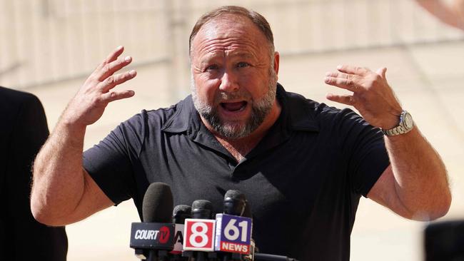 InfoWars founder Alex Jones made baseless claims that the Sandy Hook shooting was staged. Picture: AFP.