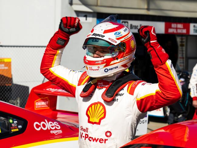 Will Davison celebrates his first race win since 2016. Picture: Getty Images