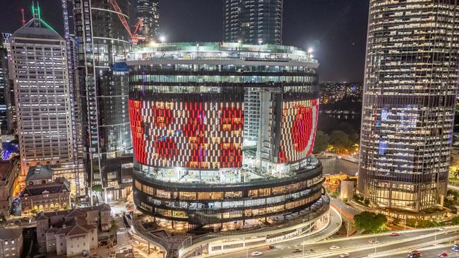 Lighting testing at Queen’s Wharf, which is due to open in August.