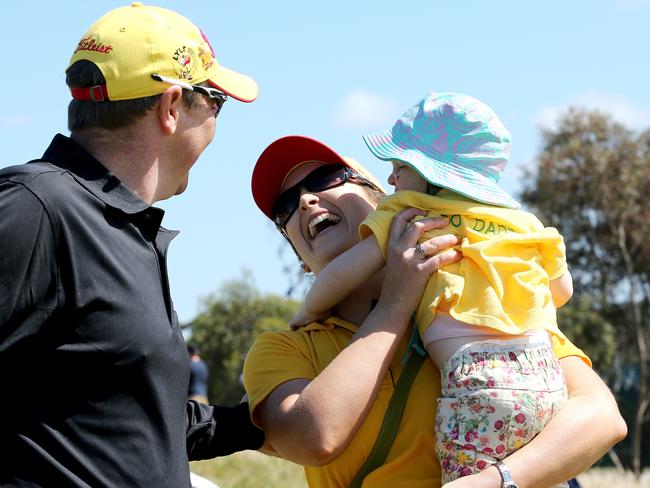 Lyle with daughter Lusi and wife Briony at the Australian Masters. Picture: Wayne Ludbey