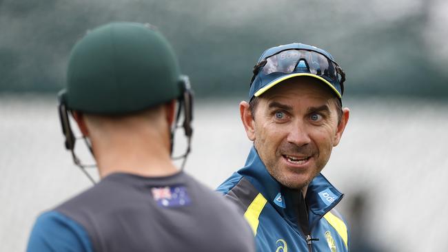 Langer delivered the spray after an ODI loss in Cardiff. Picture: Ryan Pierse/Getty