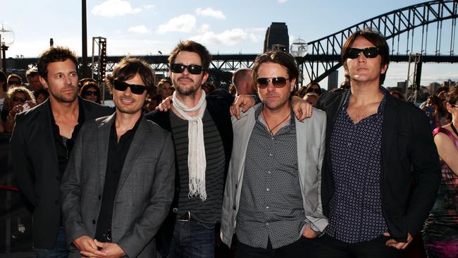 Powderfinger on the red carpet at the ARIAs a decade ago. Picture: News Corp Australia.