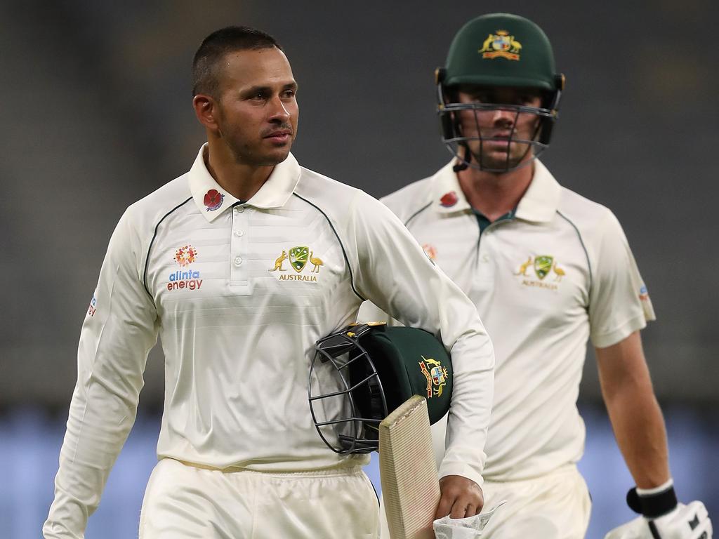 After competing for a spot in the starting XI, Usman Khawaja and Travis Head now find themselves competing for player of the series. Picture: Paul Kane/Getty Images
