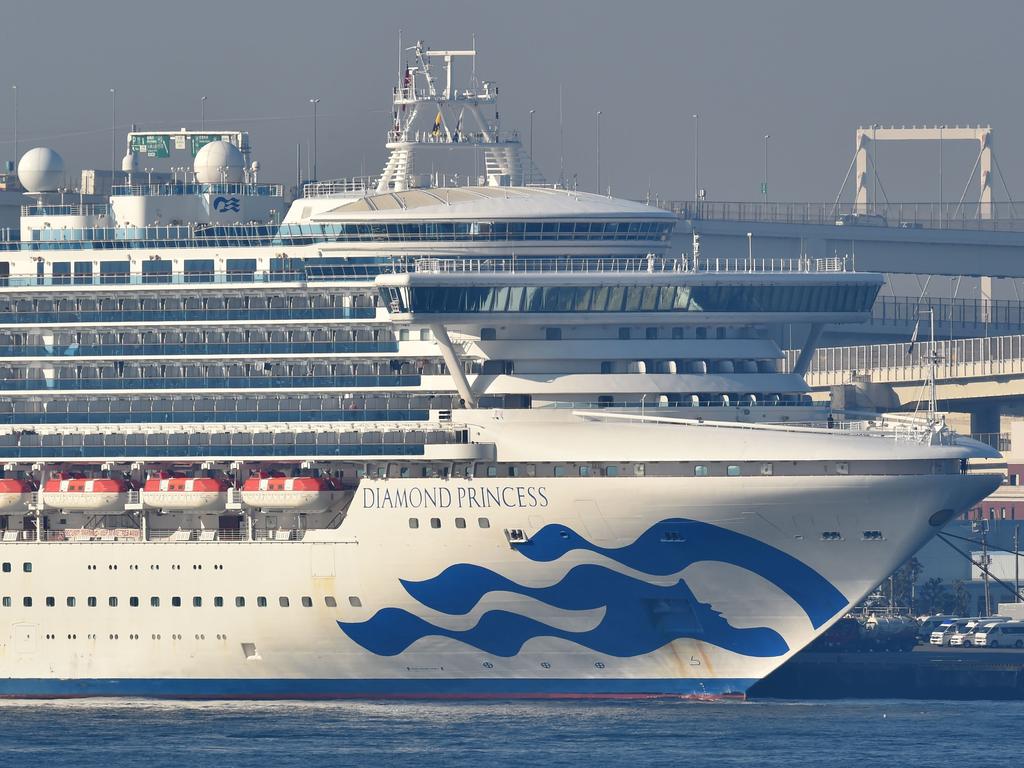 The Diamond Princess cruise ship sits at Daikoku Pier off Yokohama, Japan. Picture: Kazuhiro Nogi/AFP