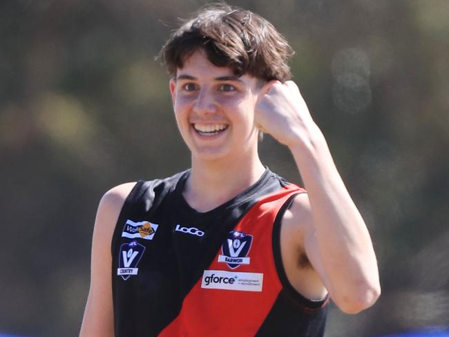 Noah Caracella celebrates a goal in the 2023 under-18 grand final. Picture: Mark Wilson