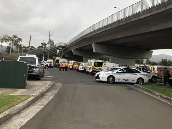 Emergency services on the scene at Fairy Meadow train station.