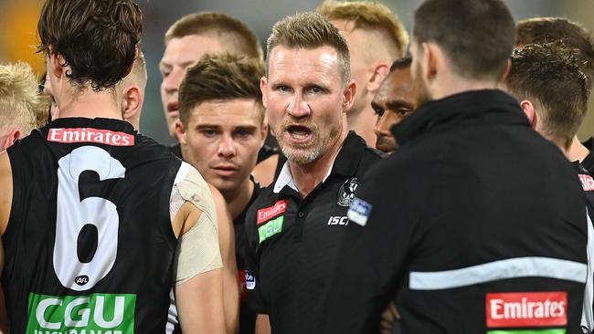 Nathan Buckley will head into his 10th season as Collingwood coach without a contract beyond this year. Picture: Getty Images