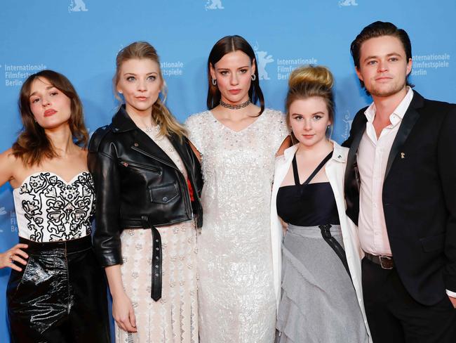 The Picnic at Hanging Rock cast, Lola Bessis, Natalie Dormer, Lily Sullivan, Ruby Rees and Harrison Gilbertson in Berlin. Picture: AFP/Michele Tantussi