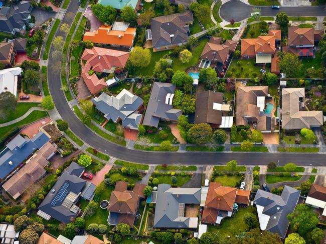 Flying over the suburbs of Melbourne; australian housing generic, real estate