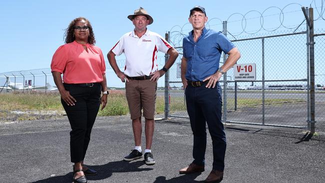 The Queensland Government has announced Cairns and FNQ will receive a police helicopter, based at Cairns Airport and operated by Meridian Helicopters. Member for Cook Cynthia Lui, Member for Barron River Craig Crawford and Labor candidate for Mulgrave Richie Bates made the announcement at the Cairns Airport general aviation area. Picture: Brendan Radke