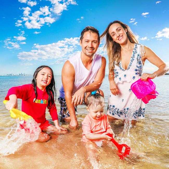 Gopal and Nadia Lloyd with their kids Amala, 6, and Nalika, 1. Picture: Nigel Hallett