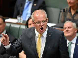 Prime Minister Scott Morrison during Question Time in the House of Representatives at Parliament House in Canberra. Picture: MICK TSIKAS