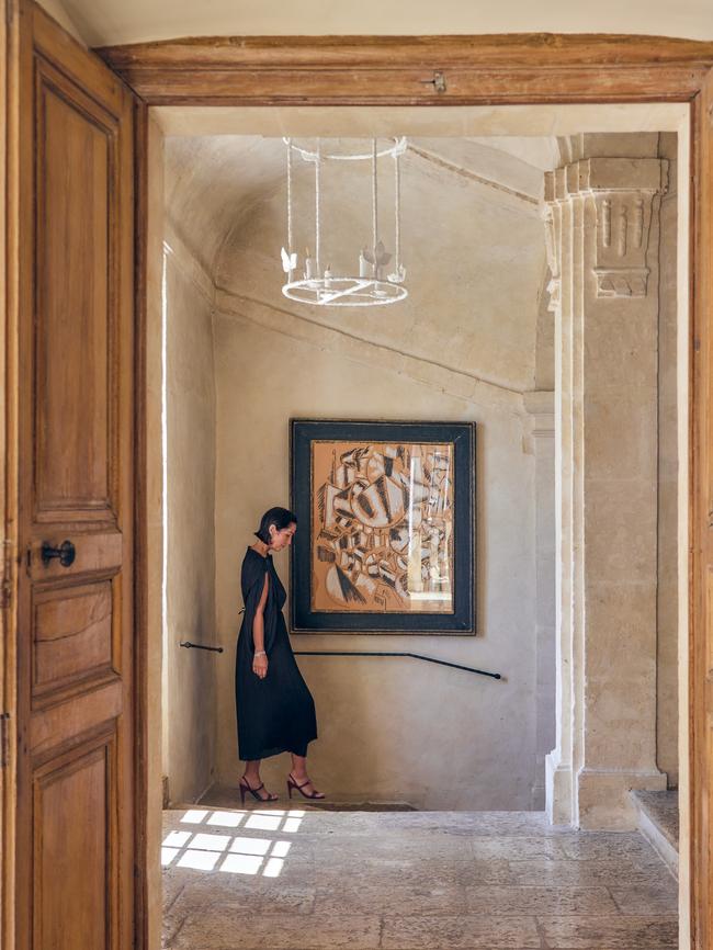 Versailles architect Gabriel de Lestrade designed du Jonchet’s spectacular stone staircase. De Givenchy wears Hermès dress and sandals. Photography: Darren McDonald. Styling: Triona Singh.