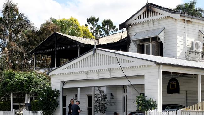 The aftermath of an overnight house fire at Nelson Street, Kalinga. Picture: David Clark