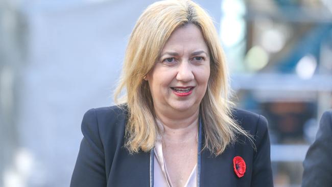 BRISBANE, AUSTRALIA - NCA NewsWire Photos - 25 APRIL 2023: Old Premier Annastacia Palaszczuk arrives as thousands Line Adelaide St in Brisbane for the 2023 ANZAC Day March.Picture: NCA NewsWire / Glenn Campbell