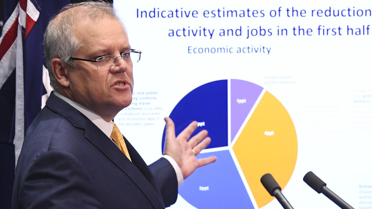 Australian Prime Minister Scott Morrison speaks to the media during a press conference at Parliament House in Canberra yesterday.