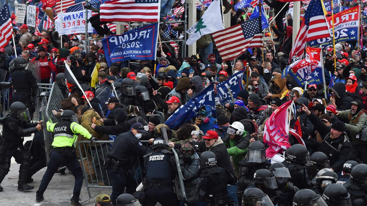 Trump supporters clashing with police during the storming of the Capitol. Picture: Roberto Schmidt/AFP