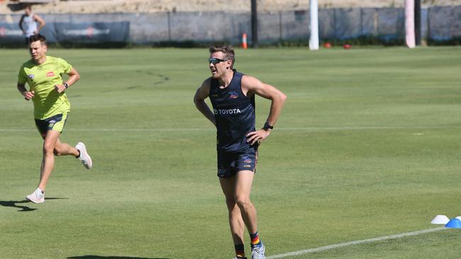 ADELAIDE, AUSTRALIA – Advertiser Photos FEBRUARY 7, 2022: AFL Adelaide Crows Player #11 Paul Seedsman training along with the rest of the team at Adelaide Football Clubs, West Lakes Oval, SA. Picture Emma Brasier