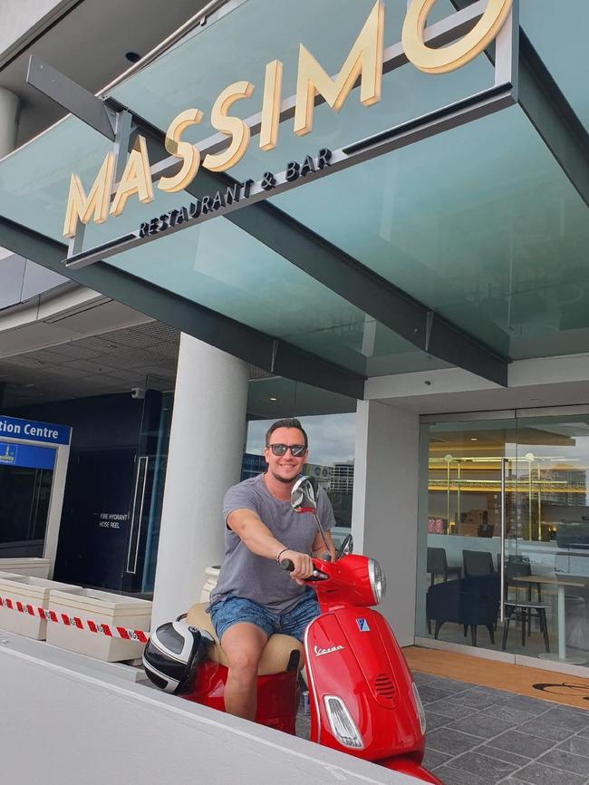 Michael Tassis outside his new restaurant Massimo Restaurant &amp; Bar in Brisbane's CBD. Picture: Instagram