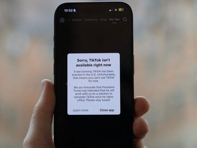 The message TikTok users were greeted with on Saturday. Picture: Kayla Bartkowski/Getty Images via AFP