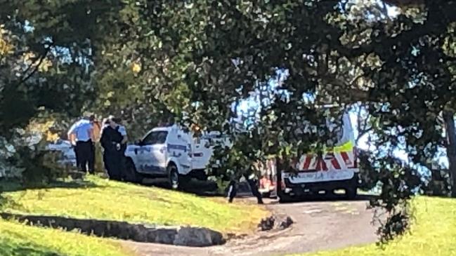 Emergency services at the property at Belrose. Picture: Jim O'Rourke