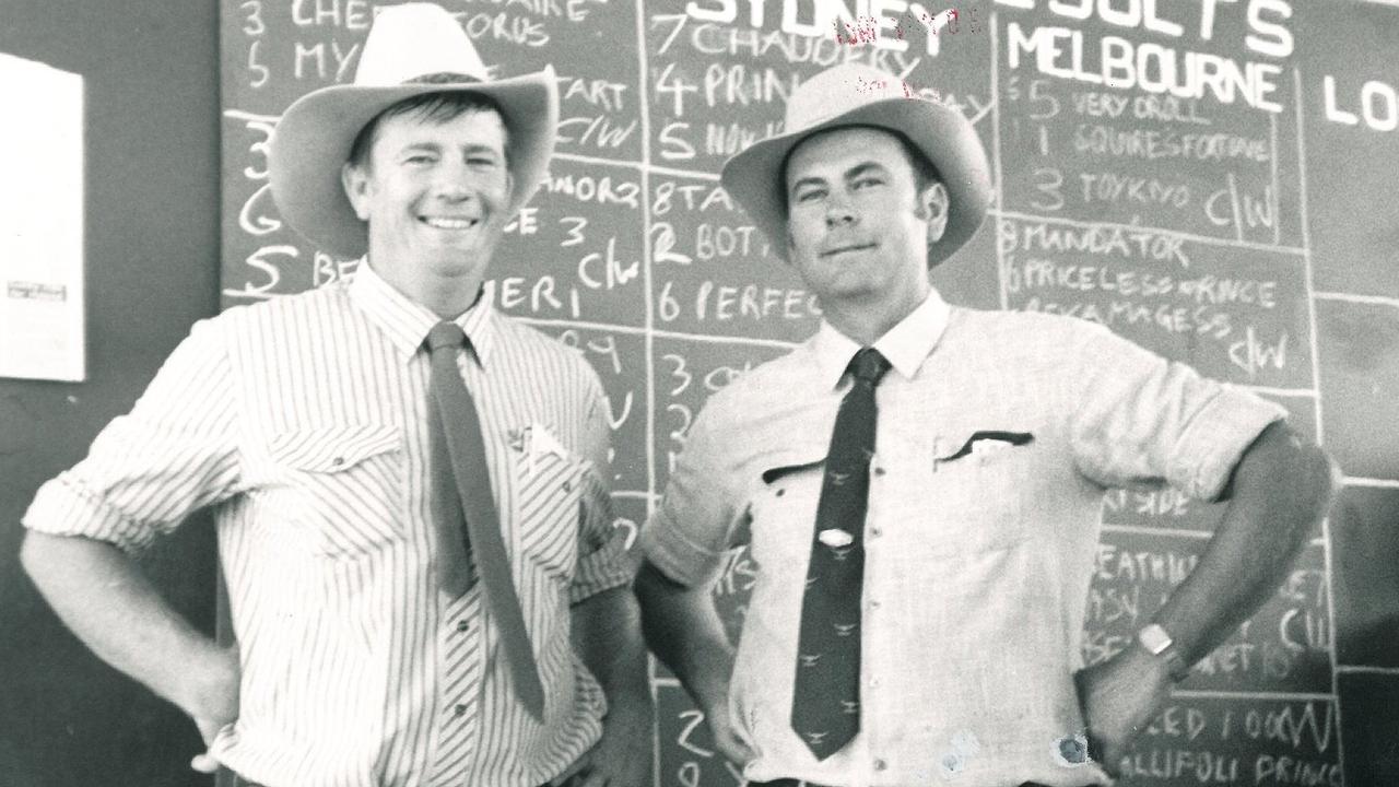 Graeme Acton (left) with brother Alan at the inaugural Middlemount race meeting in November 1987. The brothers and their dad Tom were the founding fathers of the race club.