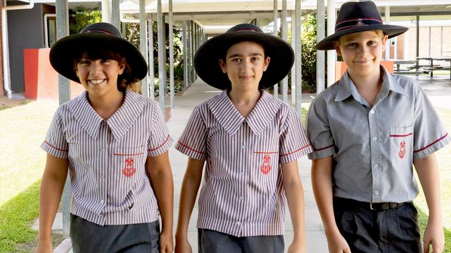 (From left to right) Whitsunday Anglican School Year 5 students Marley Smith, Ameera Akram and Lachlan Brown. The school performed well in this year's NAPLAN results, taking out first position across Mackay and the Whitsundays for both primary and secondary and placing at the top-end of schools statewide. Picture: Contributed