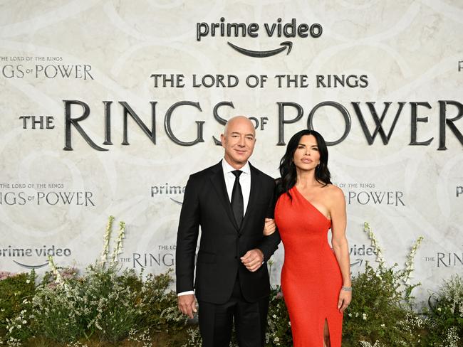 LONDON, ENGLAND - AUGUST 30: Jeff Bezos, Founder and Executive Chairman Lauren SÃÂ¡nchez attend 'The Lord of the Rings: The Rings of Power" World Premiere at Odeon Luxe Leicester Square on August 30, 2022 in London, England. (Photo by Jeff Spicer/Jeff Spicer/Getty Images for Prime Video )