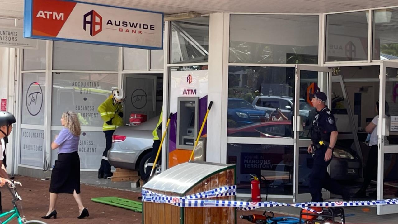 A car crashed into a shopfront on the main street of Yeppoon on Wednesday, December 21, 2022.